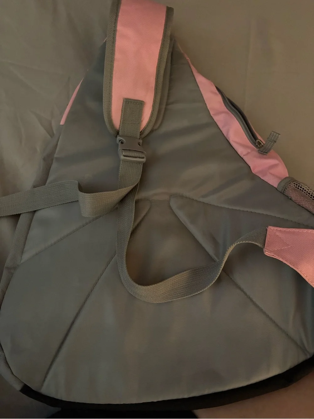 Pink and Gray Sling Backpack - Women